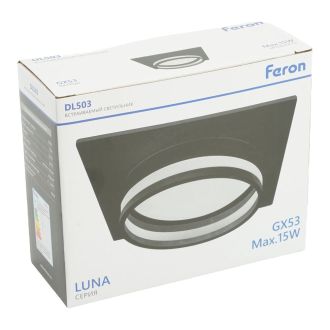 Светильник встраиваемый Feron DL503 LUNA потолочный GX53 черный квадрат, 51092