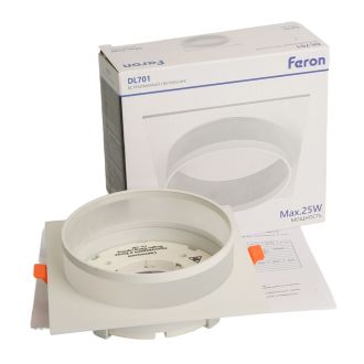 Светильник встраиваемый Feron DL701 потолочный GX70 белый квадрат, 51095
