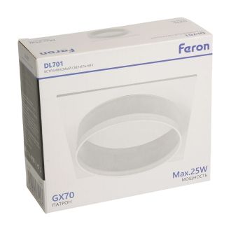 Светильник встраиваемый Feron DL701 потолочный GX70 белый квадрат, 51095
