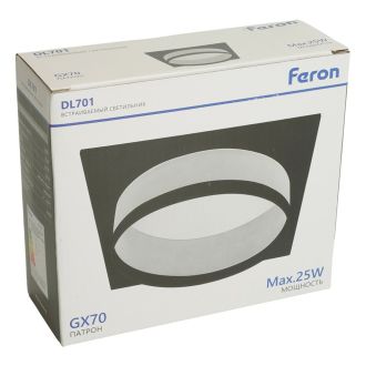 Светильник встраиваемый Feron DL701 потолочный GX70 черный квадрат, 51096