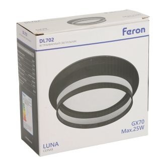 Светильник встраиваемый Feron DL702 LUNA потолочный GX70 черный круг, 51098