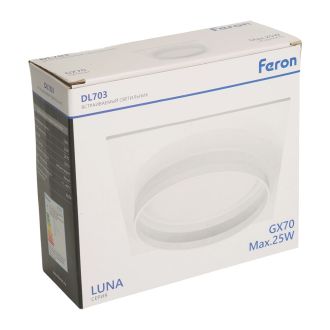Светильник встраиваемый Feron DL703 LUNA потолочный GX70 белый квадрат, 51099