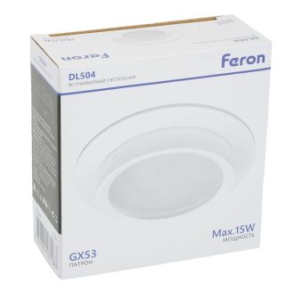 Светильник встраиваемый Feron DL504 потолочный GX53 белый круг IP44, 51101