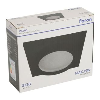 Светильник встраиваемый Feron DL505 потолочный GX53 черный квадрат IP44, 51104