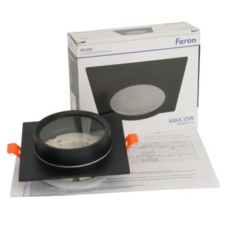 Светильник встраиваемый Feron DL505 потолочный GX53 черный квадрат IP44, 51104
