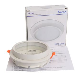 Светильник встраиваемый Feron DL704 потолочный GX70 белый круг IP44, 51105