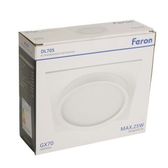 Светильник встраиваемый Feron DL705 потолочный GX70 белый квадрат IP44, 51107