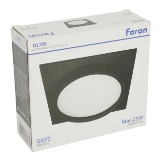 Светильник встраиваемый Feron DL705 потолочный GX70 черный квадрат IP44, 51108