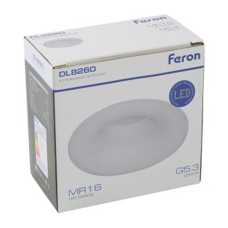Светильник встраиваемый Feron DL8260 потолочный MR16 G5.3 прозрачный, белый, 51149