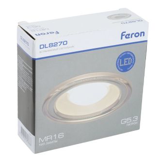 Светильник встраиваемый Feron DL8270 потолочный MR16 G5.3 прозрачный, белый, 51151