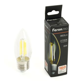 Лампа светодиодная Feron.PRO LB-1206 Свеча E27 960LM 6W 175-265V 2700K, 51238