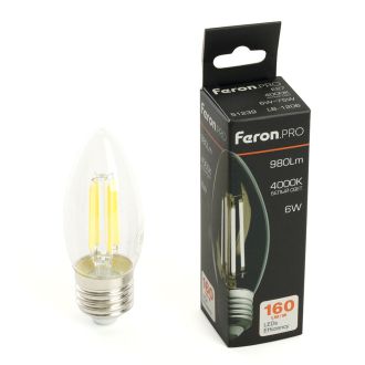 Лампа светодиодная Feron.PRO LB-1206 Свеча E27 980LM 6W 175-265V 4000K, 51239