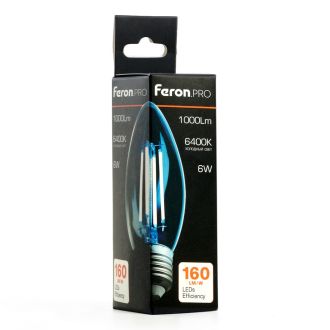 Лампа светодиодная Feron.PRO LB-1206 Свеча E27 1000LM 6W 175-265V 6400K, 51240