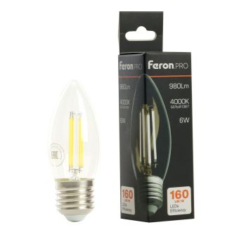Лампа светодиодная Feron.PRO LB-1206 Свеча E27 1000LM 6W 175-265V 6400K, 51240