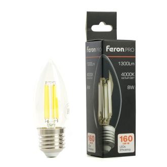 Лампа светодиодная Feron.PRO LB-1208 Свеча E27 1300LM 8W 175-265V 4000K, 51242
