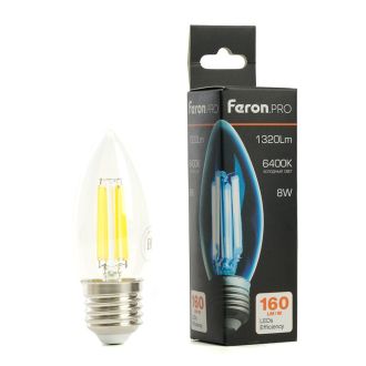 Лампа светодиодная Feron.PRO LB-1208 Свеча E27 1320LM 8W 175-265V 6400K, 51243