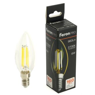 Лампа светодиодная Feron.PRO LB-1206 Свеча E14 960LM 6W 175-265V 2700K, 51244