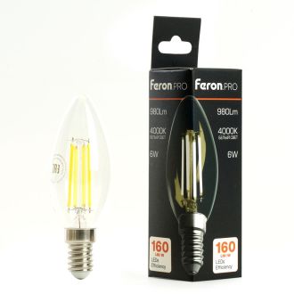 Лампа светодиодная Feron.PRO LB-1206 Свеча E14 960LM 6W 175-265V 2700K, 51244