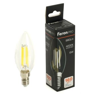 Лампа светодиодная Feron.PRO LB-1206 Свеча E14 980LM 6W 175-265V 4000K, 51245