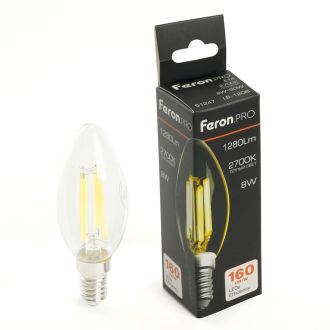 Лампа светодиодная Feron.PRO LB-1208 Свеча E14 1280LM 8W 175-265V 2700K, 51247