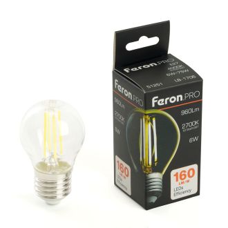 Лампа светодиодная Feron.PRO LB-1706 Шарик E27 960LM 6W 175-265V 2700K, 51250