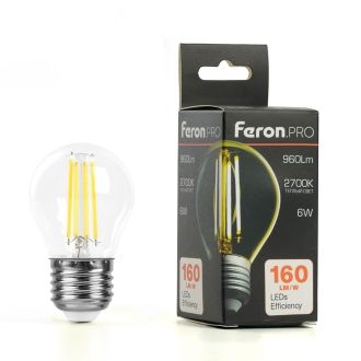 Лампа светодиодная Feron.PRO LB-1706 Шарик E27 960LM 6W 175-265V 2700K, 51250