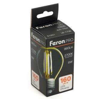 Лампа светодиодная Feron.PRO LB-1706 Шарик E27 960LM 6W 175-265V 2700K, 51250