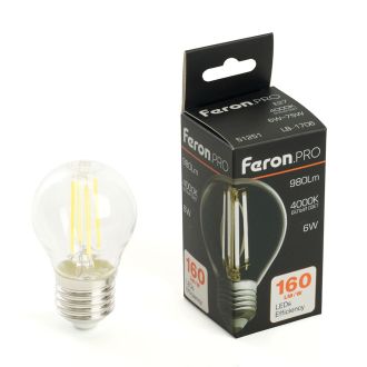 Лампа светодиодная Feron.PRO LB-1706 Шарик E27 980LM 6W 175-265V 4000K, 51251