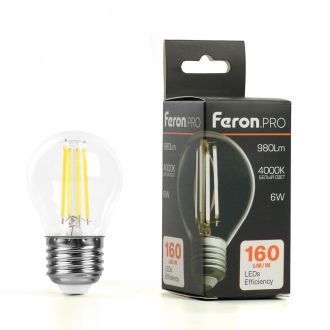 Лампа светодиодная Feron.PRO LB-1706 Шарик E27 980LM 6W 175-265V 4000K, 51251