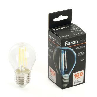Лампа светодиодная Feron.PRO LB-1706 Шарик E27 1000LM 6W 175-265V 6400K, 51252