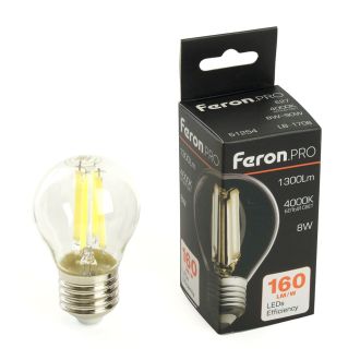 Лампа светодиодная Feron.PRO LB-1708 Шарик E27 1300LM 8W 175-265V 4000K, 51254