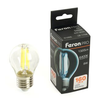 Лампа светодиодная Feron.PRO LB-1708 Шарик E27 1320LM 8W 175-265V 6400K, 51255