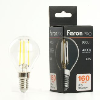Лампа светодиодная Feron.PRO LB-1706 Шарик E14 980LM 6W 175-265V 4000K, 51257