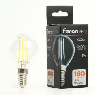 Лампа светодиодная Feron.PRO LB-1706 Шарик E14 1000LM 6W 175-265V 6400K, 51258