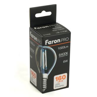 Лампа светодиодная Feron.PRO LB-1706 Шарик E14 1000LM 6W 175-265V 6400K, 51258