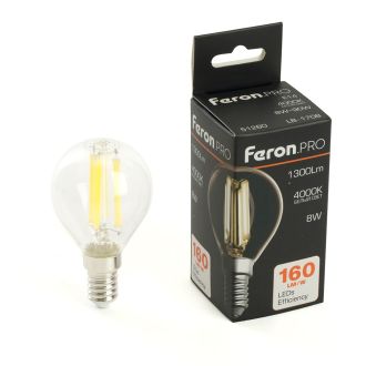 Лампа светодиодная Feron.PRO LB-1708 Шарик E14 1300LM 8W 175-265V 4000K, 51260