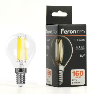 Лампа светодиодная Feron.PRO LB-1708 Шарик E14 1300LM 8W 175-265V 4000K, 51260