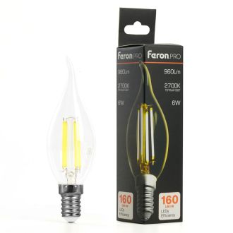 Лампа светодиодная Feron.PRO LB-1216 Свеча на ветру E14 960LM 6W 175-265V 2700K, 51262