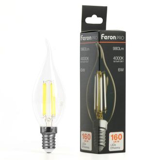 Лампа светодиодная Feron.PRO LB-1216 Свеча на ветру E14 6W 175-265V 4000K, 51263