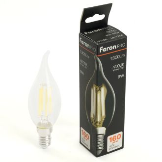 Лампа светодиодная Feron.PRO LB-1218 Свеча на ветру E14 1300LM 8W 175-265V 4000K, 51266