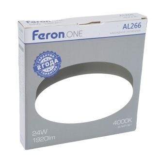 Светодиодный светильник Feron AL266 накладной 24W 4000K черный, 51300