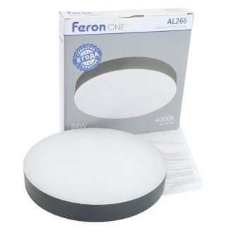 Светодиодный светильник Feron AL266 накладной 24W 4000K черный, 51300