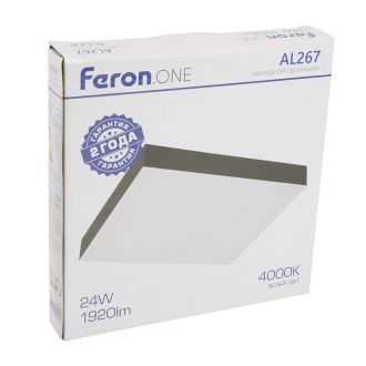 Светодиодный светильник Feron AL267 накладной 24W 4000K черный, 51304