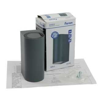 Светильник садово-парковый Feron DH023, на стену, GU10 MR11 230V, серый, 51309