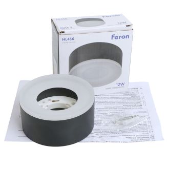 Светильник потолочный Feron HL456 12W, 230V, GX53, черный, 51345