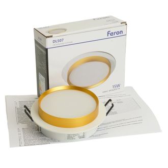 Светильник встраиваемый Feron DL507 потолочный GX53 белый + золото круг, 51354