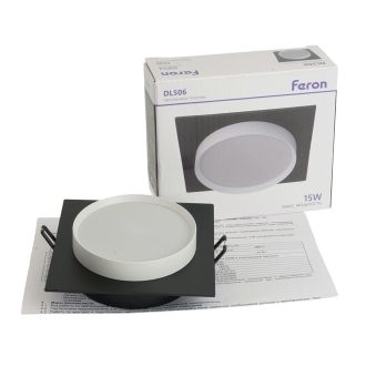 Светильник встраиваемый Feron DL506 потолочный GX53 черный + белый квадрат, 51360