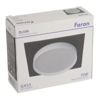 Светильник встраиваемый Feron DL506 потолочный GX53 черный + белый квадрат, 51360