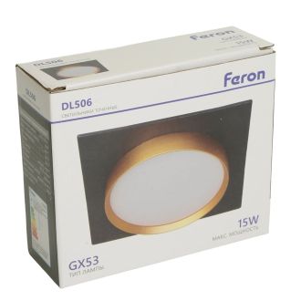 Светильник встраиваемый Feron DL506 потолочный GX53 черный + золото квадрат, 51364