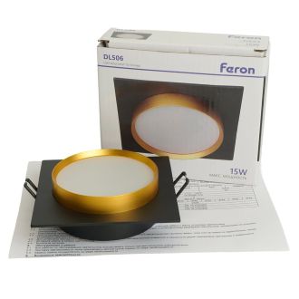 Светильник встраиваемый Feron DL506 потолочный GX53 черный + золото квадрат, 51364